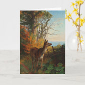 森の中にかわいい鹿 – ノートカ空白のード カード (黄色い花)