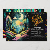 森の中にシックな赤ちゃんシャワー 招待状 (正面/裏面)