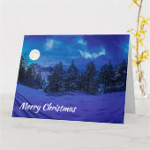 森の中に満月を望む星空の夜 カード (黄色い花)