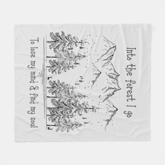 森の中に私の心を失う、私の魂を見つける フリースブランケット (正面(横))