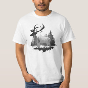 森の中に立っている野生の鹿 Tシャツ
