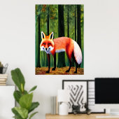 森の中に立つ赤狐 | AIアートポスター ポスター (ホームオフィス)