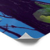 森の中に蝶が生えている絵画手袋 ポスター (角)