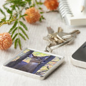 森の中に閉じこもっている白い尾の鹿 キーホルダー (側面)