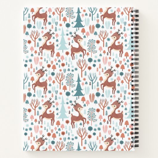 森の中のかわいいお洒落鹿モノグラム ノートブック (裏面)