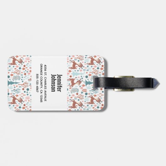 森の中のかわいいお洒落鹿モノグラム ラゲッジタグ (裏面横)