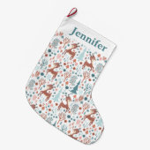 森の中のかわいいお洒落鹿 ラージクリスマスストッキング (正面 (吊り時))