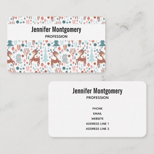 森の中のかわいいお洒落鹿 名刺 (正面/裏面)