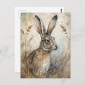 森の中のかわいいウサギ ポストカード (正面/裏面)