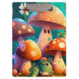 森の中のかわいいキノコスパイラルノート クリップボード