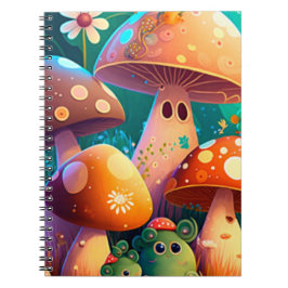 森の中のかわいいキノコスパイラルノート ノートブック