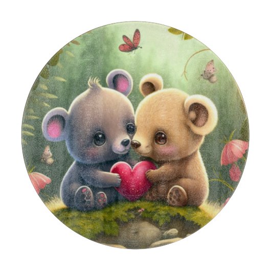 森の中のかわいいキノコ カッティングボード (正面)