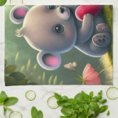 森の中のかわいいキノコ キッチンタオル (折り畳み)