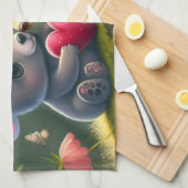 森の中のかわいいキノコ キッチンタオル (四つ折り)