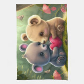 森の中のかわいいキノコ キッチンタオル (縦)