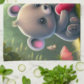 森の中のかわいいキノコ キッチンタオル (折り畳み)