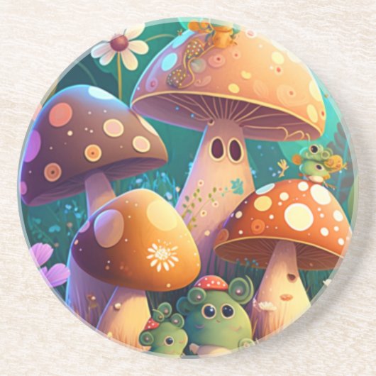 森の中のかわいいキノコ コースター (正面)