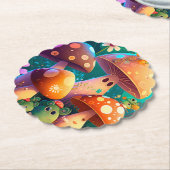 森の中のかわいいキノコ ペーパーコースター (アングル)