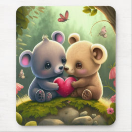 森の中のかわいいキノコ マウスパッド