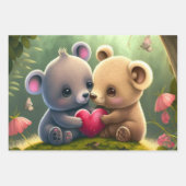 森の中のかわいいキノコ ラッピングペーパーシート (正面3)