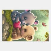 森の中のかわいいキノコ ラッピングペーパーシート (正面2)