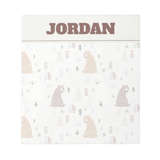 森の中のかわいいクマ ノートパッド (正面)