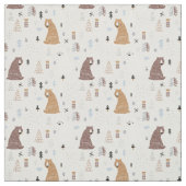 森の中のかわいいクマ ファブリック (見本)