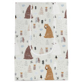 森の中のかわいいクマ ミディアムペーパーバッグ (裏面)