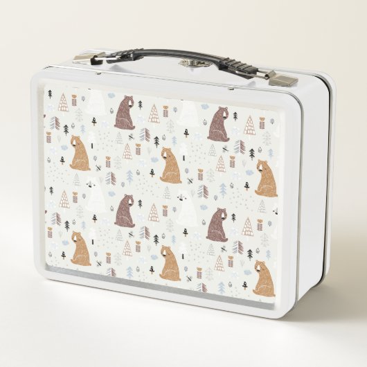 森の中のかわいいクマ メタルランチボックス (裏面)