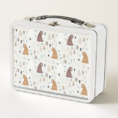 森の中のかわいいクマ メタルランチボックス (正面)