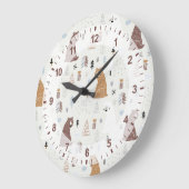 森の中のかわいいクマ ラージ壁時計 (傾斜)