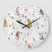 森の中のかわいいクマ ラージ壁時計 (正面)