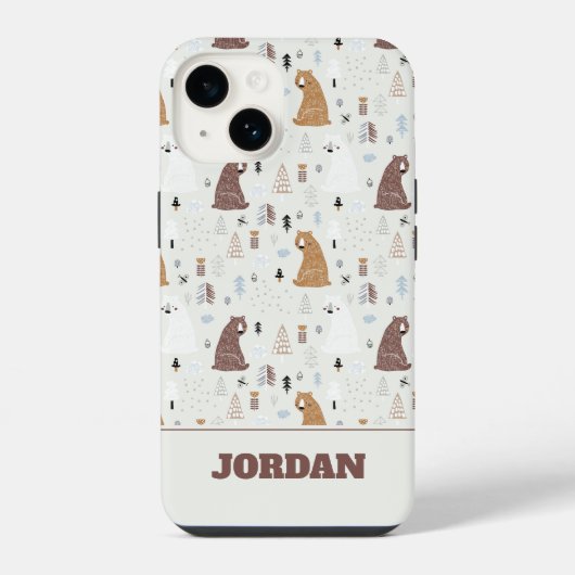 森の中のかわいいクマ iPhoneケース (裏面)