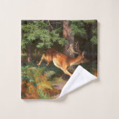 森の中のかわいい赤い鹿 バスタオルセット (ウォッシュタオル)