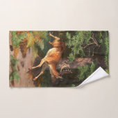 森の中のかわいい赤い鹿 バスタオルセット (ハンドタオル)