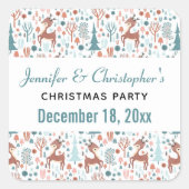 森の中のかわいい鹿デートを守る スクエアシール (正面)