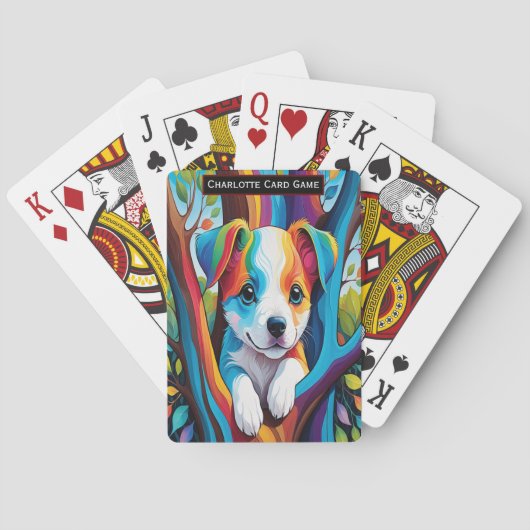 森の中のアップのモノグラムの子供たち古いメイドゲーム トランプ (裏面)