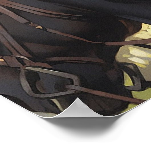 森の中のアニメの乗馬 ポスター (角)