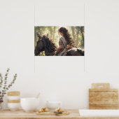 森の中のアニメの乗馬 ポスター (キッチン)