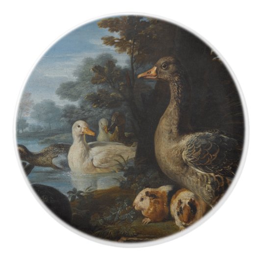 森の中のアヒルとウサギ セラミックノブ (正面)