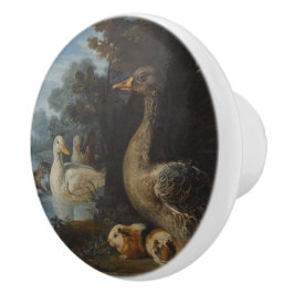 森の中のアヒルとウサギ セラミックノブ