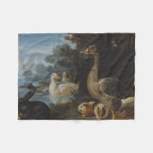 森の中のアヒルとウサギ フリースブランケット (正面(横))