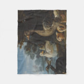 森の中のアヒルとウサギ フリースブランケット (正面)