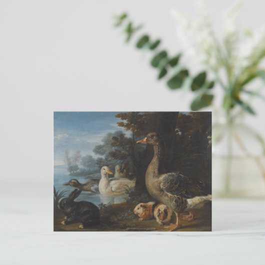 森の中のアヒルとウサギ ポストカード (スタンド正面)