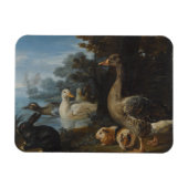 森の中のアヒルとウサギ マグネット (横)