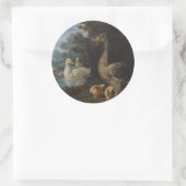 森の中のアヒルとウサギ ラウンドシール (バッグ)