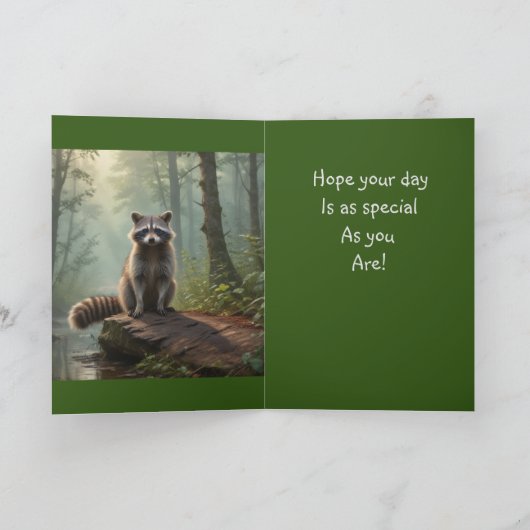 森の中のアライグマ カード (内部)