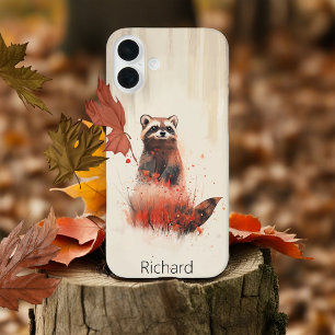 森の中のアライグマ iPhone 16 PLUSケース