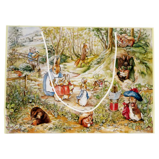 森の中のウサギのピーター ラージペーパーバッグ (裏面)