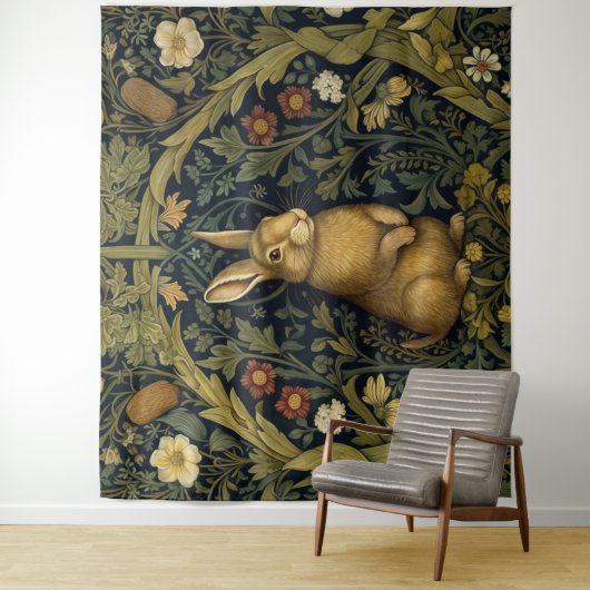 森の中のウサギアールヌーボースタイル タペストリー (インサイチュ)
